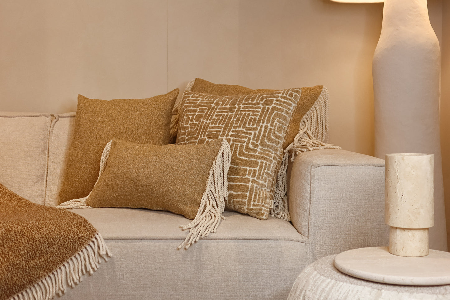 VDK Tokio Nights Cushion Stone TSL White 60x60