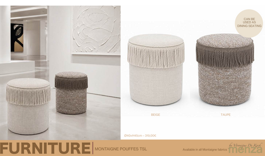 VDK Pouffe cylinder O 40 x 45 H Montaigne Beige TSL White